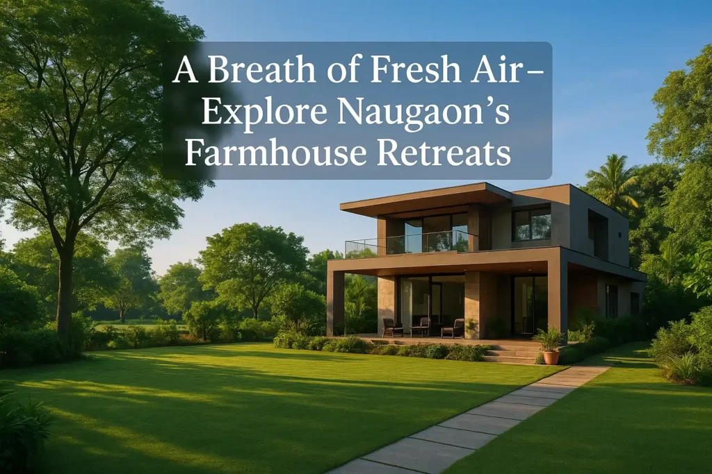 Naugaon farmhouse retreat surrounded by trees and open fields