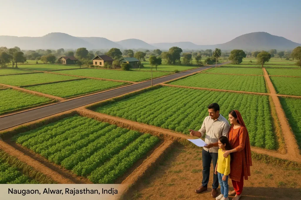 Farmland in Naugaon, Alwar with eco-friendly farmhouses and investment-ready plots near Delhi NCR
