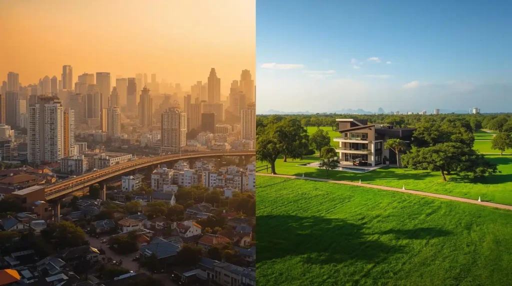 Urban-to-rural lifestyle shift — from Gurgaon city life to peaceful Naugaon farmhouse living.