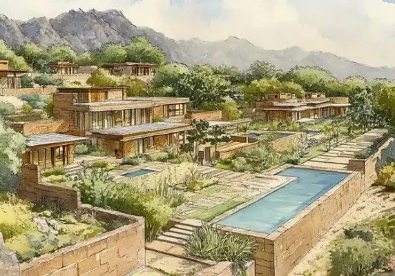 Scenic view of Jasmine Farms with blooming jasmine plants, green fields, and natural surroundings.